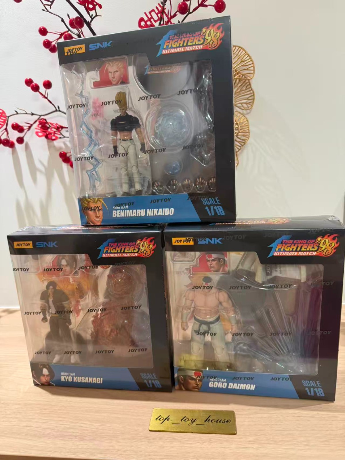 JOYTOY SNK 1/18 KOF 98UM Hero Team Kyo Kusanagi Goro Daimon Benimaru Nikaido Nuevo