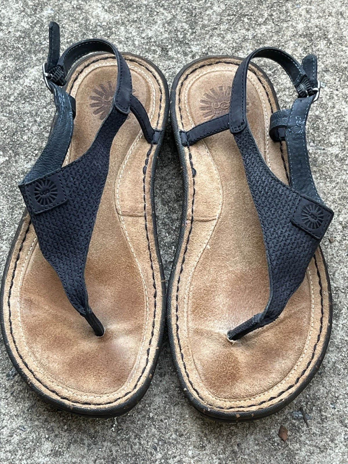 Sandali donna Ugg Australia Sefina neri in pelle con cinturino a T misura 8 39