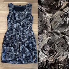 BANANA REPUBLIC Black Grey Sheath Sleeveless Sz 6 DRESS Pocket Lined Silk Blend
