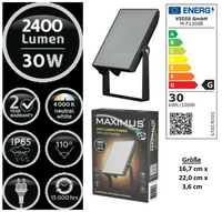 Maximus 2400 Lumen 30W Led Werkstattlampe Fluter Flutlicht Leuchte Strahler IP65