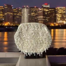 Vtg 1950s Beaded Evening Bag Clutch White Iridescent Sequin Made in Hong Kong