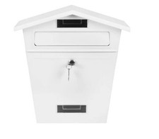 NEW LARGE STEEL POST BOX POSTBOX LOCKABLE OUTSIDE LETTER MAIL WALL MOUNTED KEYS