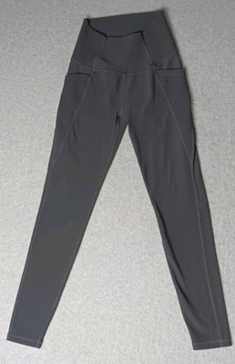 Wilo High Rise Leggings Womens Size XS Gray Ribbed Pockets Stretch Athletic...