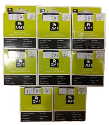 (8)-For Dymo D1 Black on White Label Tape Cassette 45013 1/2'' 12mm 160