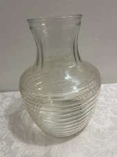 Anchor Hocking Ribbed Beehive Glass Pitcher/Canister/Carafe Vtg., 8-1/2” Tall.