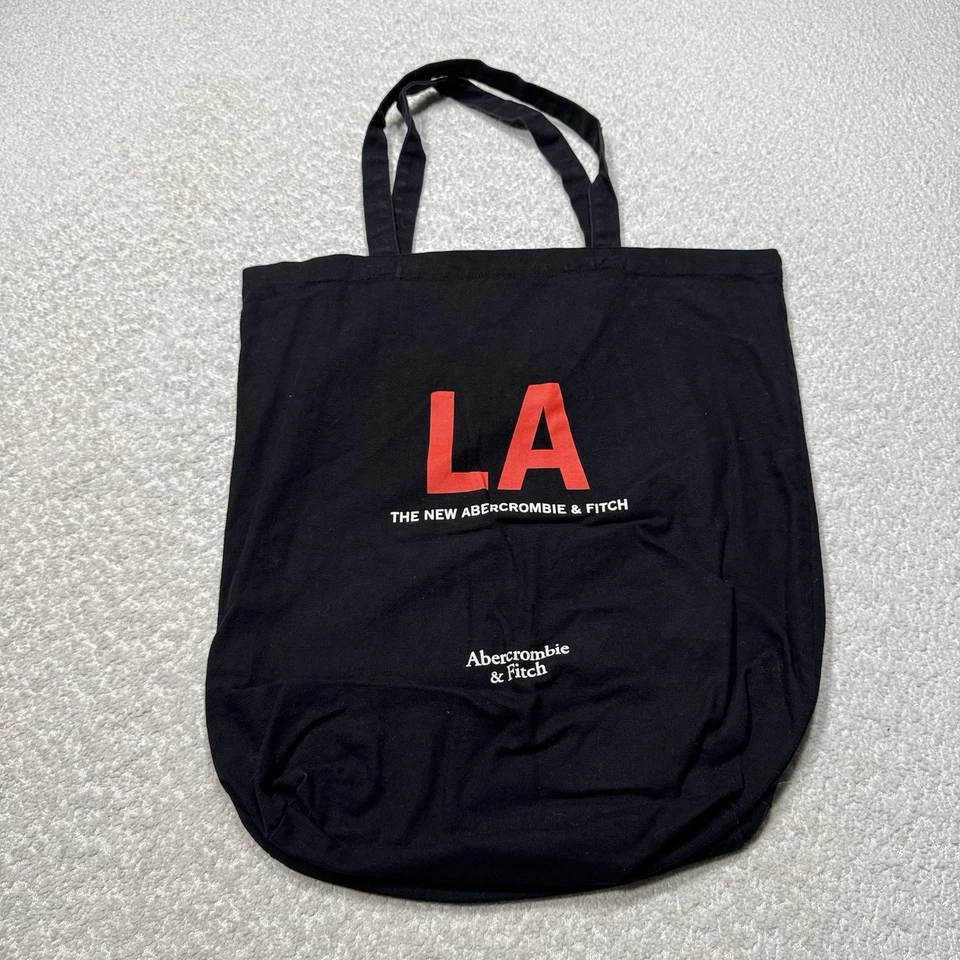 Abercrombie Fitch LA Canvas Tote Bag Unisex Casual Black Reusable Medium - Image 3 of 4