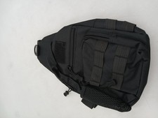 Black Sling Backpack Mens Crossbody 12" Bag Bottle Pocket Travel Lightweight