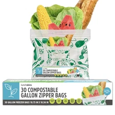 Lunchskins Compostable Gallon Ziptop Freezer Bags Eco Friendly Food Storage