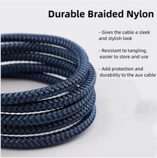 Aux Cable for iPhone & Samsung in Car, 3.5mm Jack Audio Cable Adapter for Music