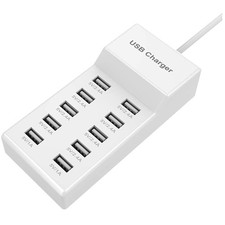 10-Port USB Wall Charger Station - Rapid Charging