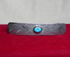Vintage Sterling Silver Navajo Turquoise Hair Clip Barrette 925