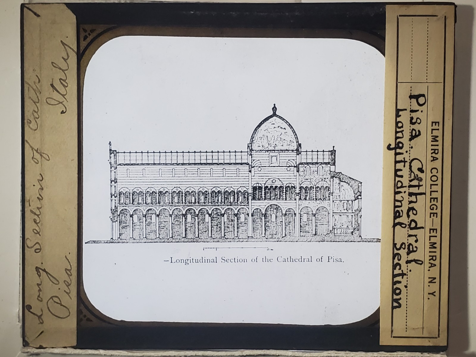 Longitudinal Section, Pisa Cathedral, Italy, Magic Lantern Glass Slide