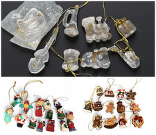 Mini Dollhouse Christmas Ornaments Santa Gingerbread Plastic  Resin Vtg TINY