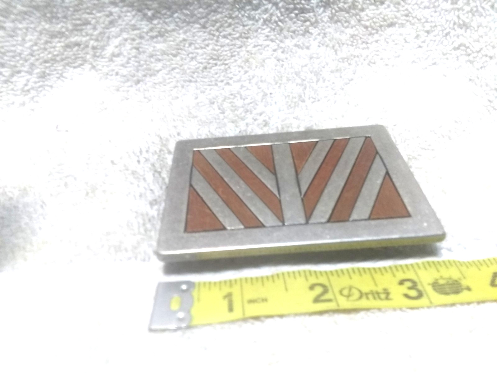 Embedded Diagonal Wood Pattern Silver Frame Recta… - image 8