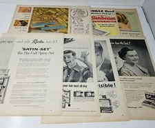 Hair Care Vitalis Toni Rayve Beau Kreml Set of 8 Mid Century Full Page Cut Ads 