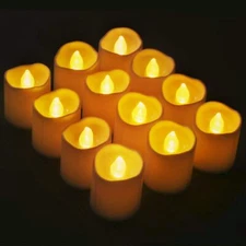 12Pcs Flameless LED Tealight Candles Battery Operated Flickering Votive Candles