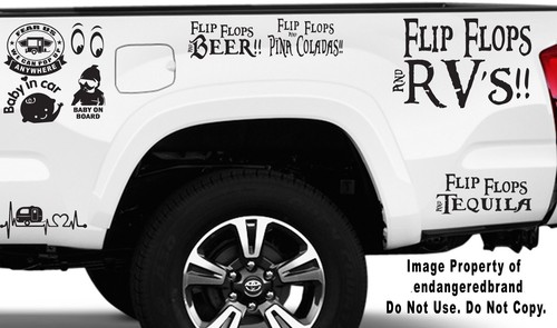 Funny Flip Flops and RV's beach camping summer party friends Decal Sticker - Picture 7 of 12