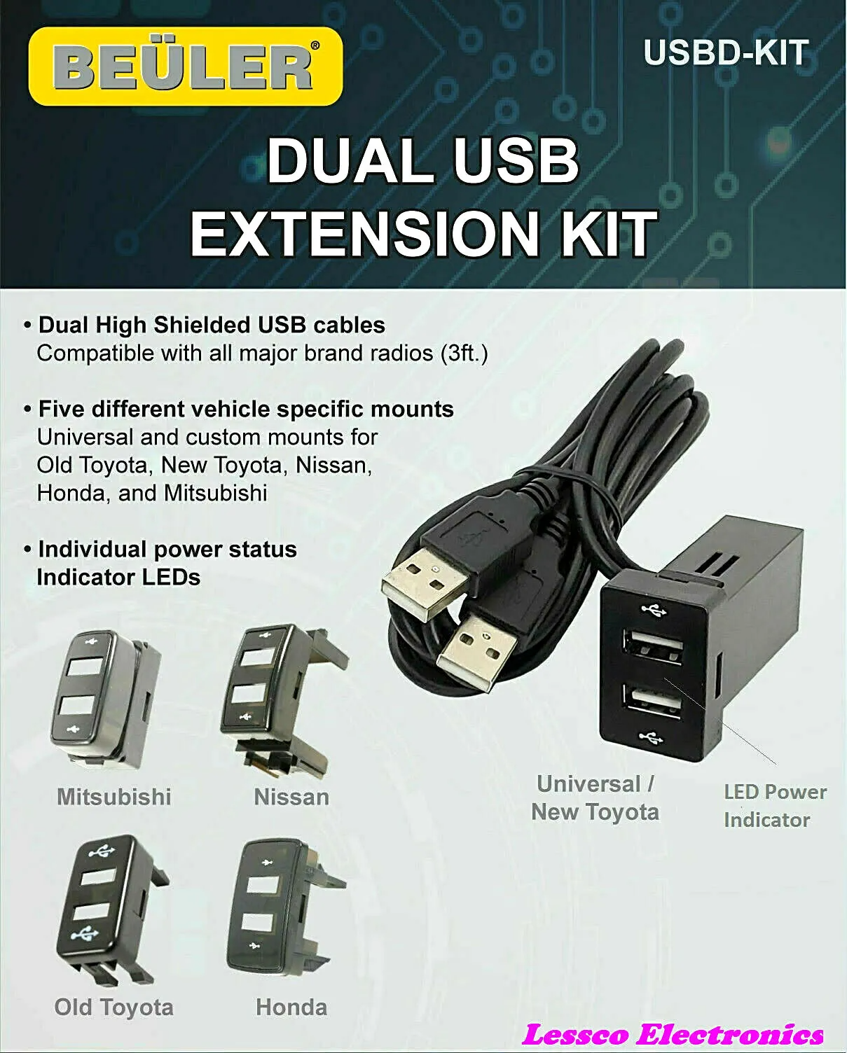 Beuler Rümlang BEULER USBD-KIT Dual USB Extension Kit fits Specific Custom Mount for ...