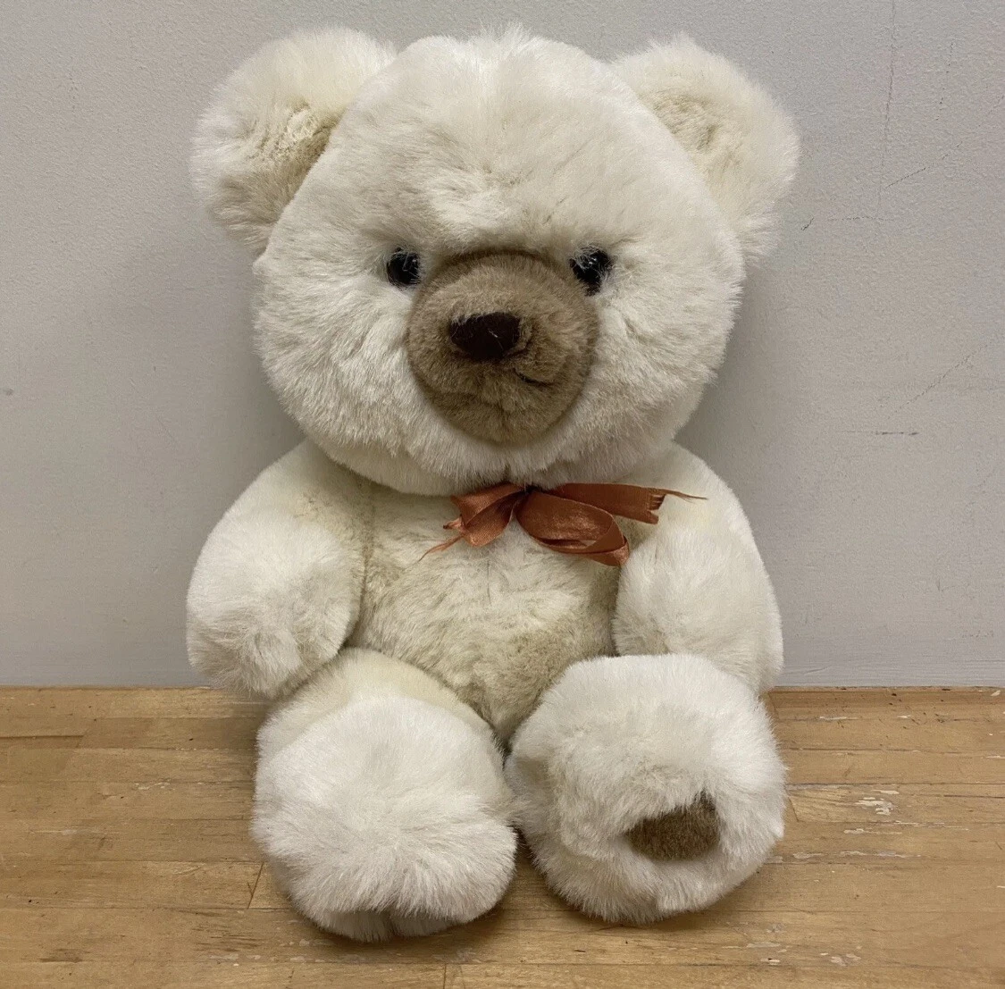 Vintage Playful Pals White Teddy Bear Mervyns Stuffed Animal Plush 15