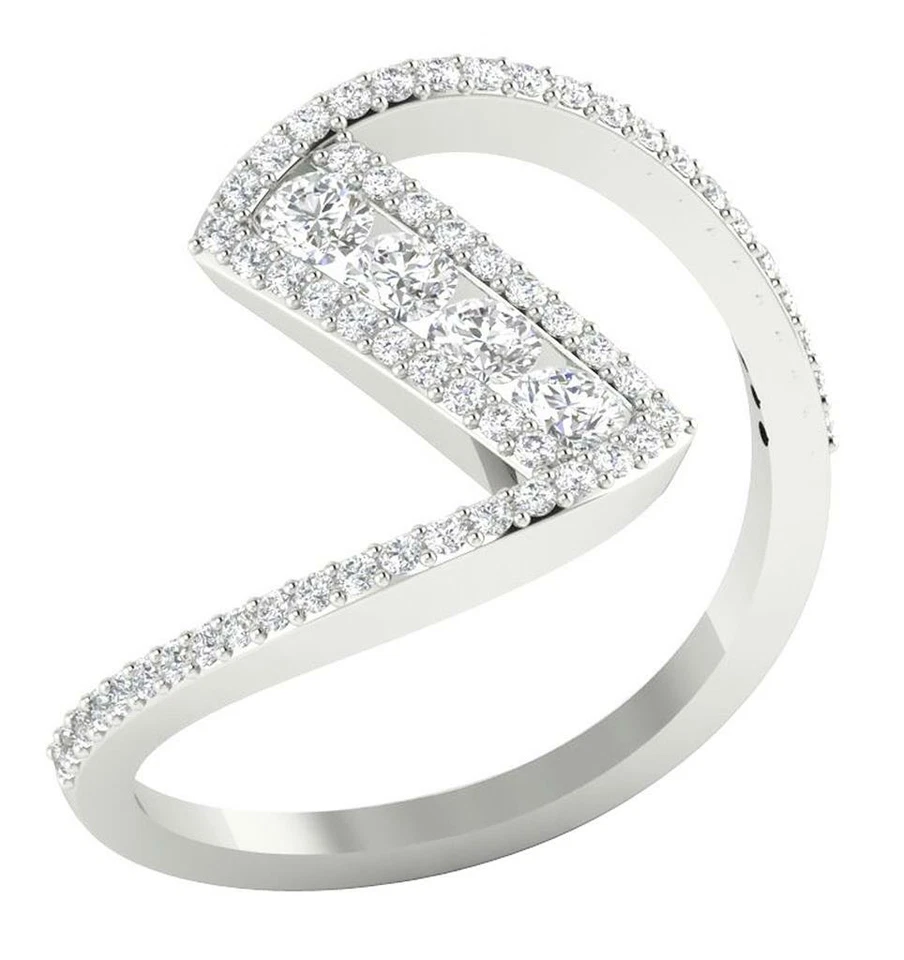 Anniversary Ring I1 G 0.80 Ct Natural Diamond 14K White Gold Prong Channel Set - Image 3 of 4