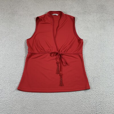 Marks And Spencer Tank Top Women 8 Red Crossover Tie Coquette Babydoll Y2K #210