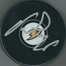 AUTOGRAPHED BRANDON MONTOUR Anaheim Ducks Hockey Puck - w / COA