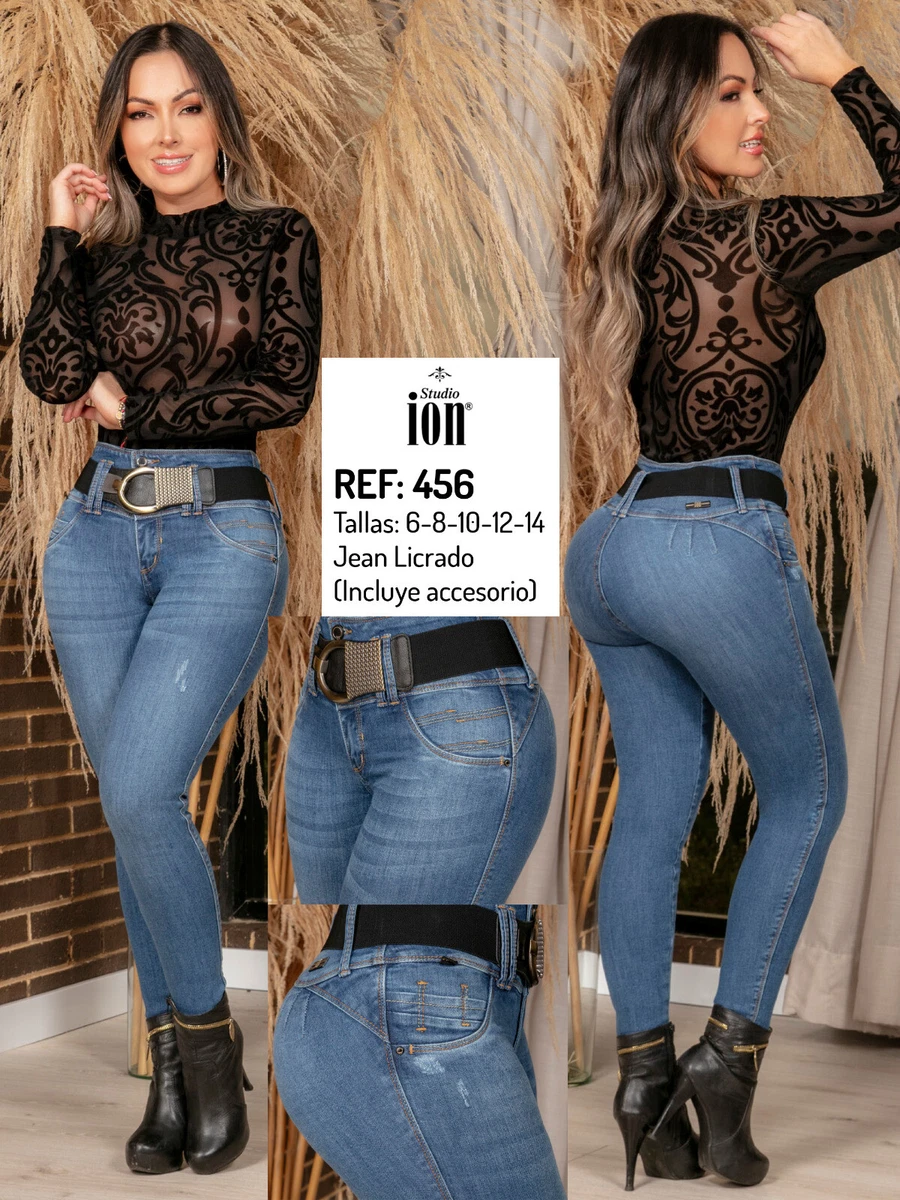 Women Colombian High Waist Blue Jeans Stretch Push Up Butt Lift Pants Tiro  Alto