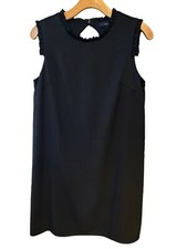 Eclair Sz XS Little Black Dress Ruffle Collar & Sleeves Button Keyhole Back