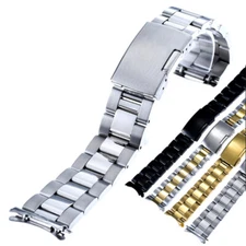 Premium Solid Stainless Steel Watch Straps Curved End Bands 16 18 20 22 24 26mm