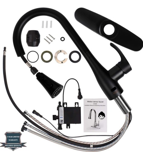 Touchless Motion Sensor Kitchen Faucet with Pull Down Sprayer, Matte Black Color - Bild 7 von 8