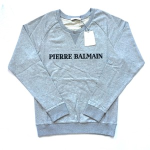 Novo com etiquetas $475 Pierre Balmain Cinza Moletom gola careca Logotipo Bordado M L Autêntico | eBay