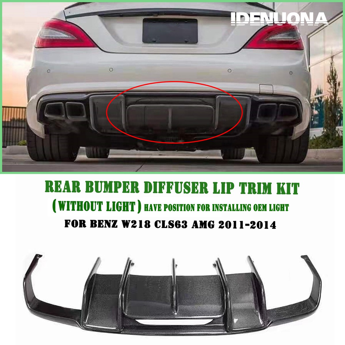 1x Rear Bumper Diffuser For Benz W218 CLS550 CLS63 AMG 2011-2018