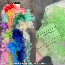 1/3/5yards Organza Ruffled Fabric Double Layered Pleated Lace Trim Sewing Craft