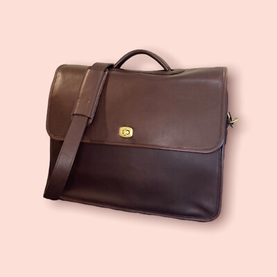 COACH Vintage Unisex Luxury Designer Leather Briefcase Mahogany