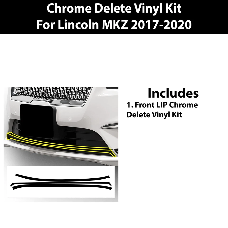 Se adapta a Lincoln MKZ 2017-2020 labio inferior cromo eliminación calcomanía oscurecimiento borde de vinilo Foto 3 de 4