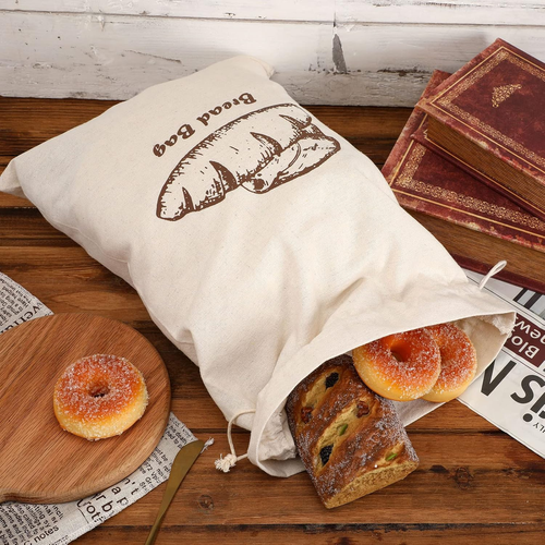 Linen Bread Bags for Homemade Bread Container, 4 Pcs 17.5 X11.5 Inches Unbleache - Picture 6 of 12