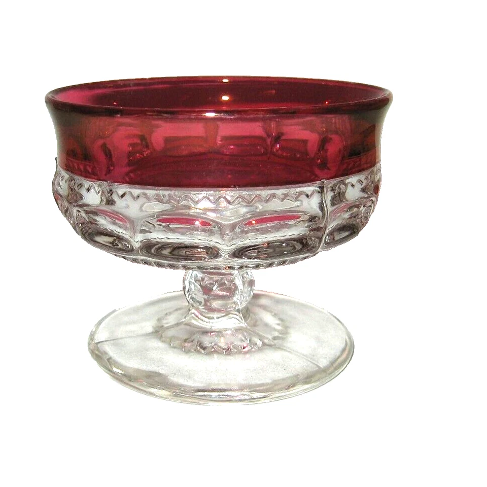Vintage Indiana Glass Dessert or Fruit Cup Kings Crown Thumbprint Ruby Flash 3" - Image 2 of 4