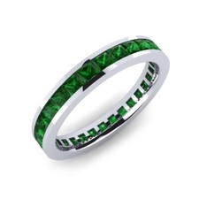 Sterling Silver 925 Emerald Channel-Set Square 2.00mm Full Eternity Ring