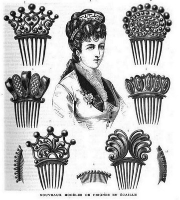 Victorian hair comb steer horn cable design hair accessory  display picture 2
