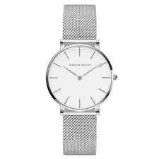 Classic Minimalistic Silver Mesh Quartz Wrist Watch