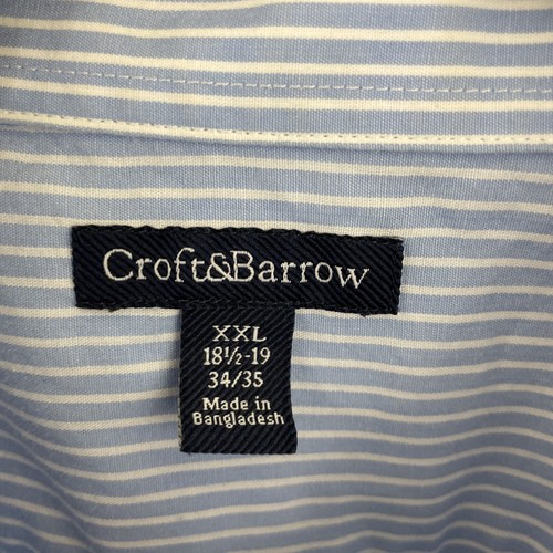 Croft & Barrow Shirt Mens 2XL XXL Blue & White Striped Long Sleeve Button * READ - Picture 3 of 15
