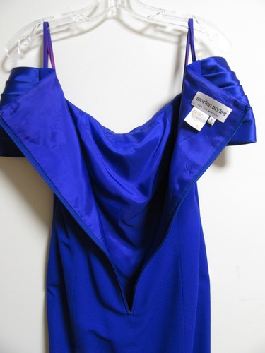 Vestido de Noche Vintage MORTON MYLES Hombro Descubierto Azul Cobalto Columna Formal Baile de graduación 4 - Imagen 8 de 9