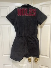 Stewart Simmons "The Noles" denim romper in washed black size large grunge