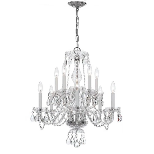 Crystorama Traditional Crystal 23" Polished Chrome 10-Light Chandelier - Picture 2 of 4