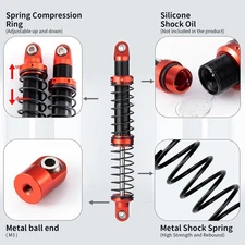 FLYXM 4Pc Oil Adjustable Shock Absorber Spring Damper for RC 1/10 Car TRX4 SCX10