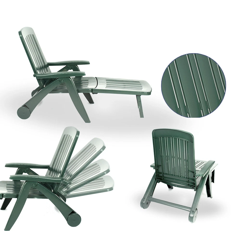 Lettino Prendisole Cancun Sdraio con Ruote in Polyrattan Pieghevole 72x190x60cm - Immagine 3 di 4