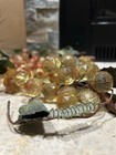 5 Vintage Amber Champagne Faceted Lucite Bead Acrylic  Cluster Grapes Leaf — photo 10