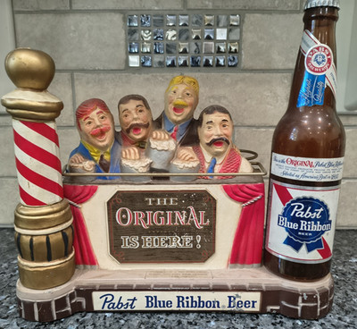 Vintage Pabst Blue Ribbon Beer Metal Barber Shop Quartet Display (dated 1959)
