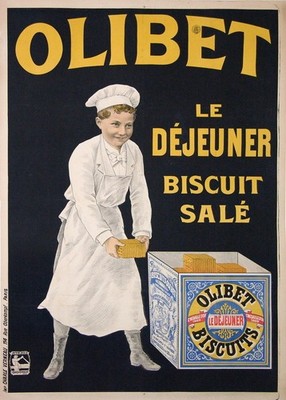 ALTES POSTER OLIBET DAS MITTAGESSEN SALZKEKS UM 1900