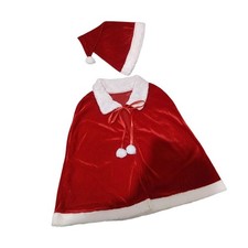Weihnachtsumhang Schal Rotes Samt Umhang Kleid mit Hut für Karnevalsfest